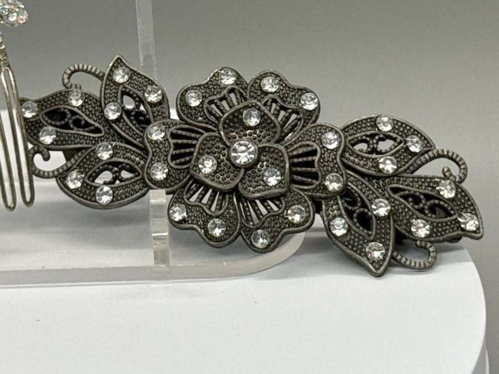 Vtg Decorative Daisy Hair Comb & Floral Rhinestone Hair Clip Lot Wedding Bridal - Picture 4 of 15